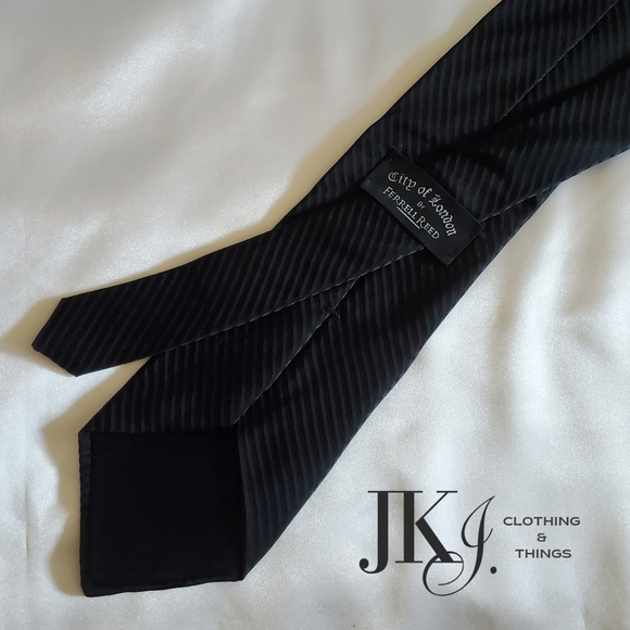 City Of London by Ferrell Reed Mens Necktie Silk Black Striped - Picture 5 of 7